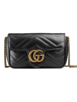 Gucci Gg Marmont Matelasse Leather Super Mini Bag Black