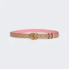 Gucci Gg Marmont Reversible Thin Belt Beige And Pink