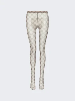 Gucci Gg Pattern Tights Beige