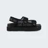 Gucci Gg Sandal With Crystal Logo Black