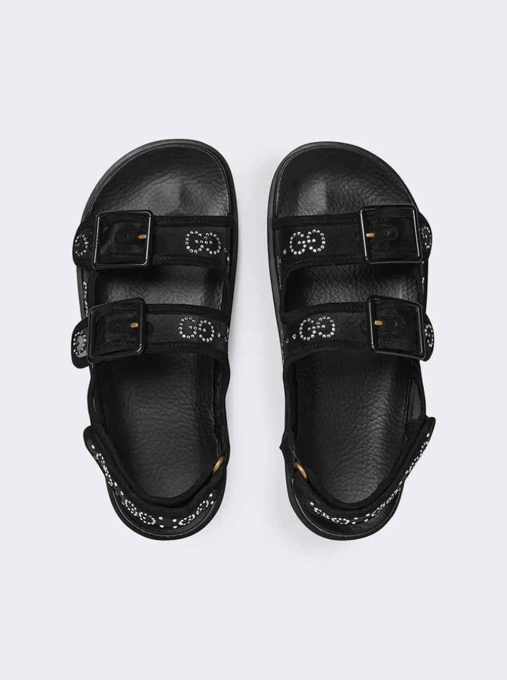 Gucci Gg Sandal With Crystal Logo Black