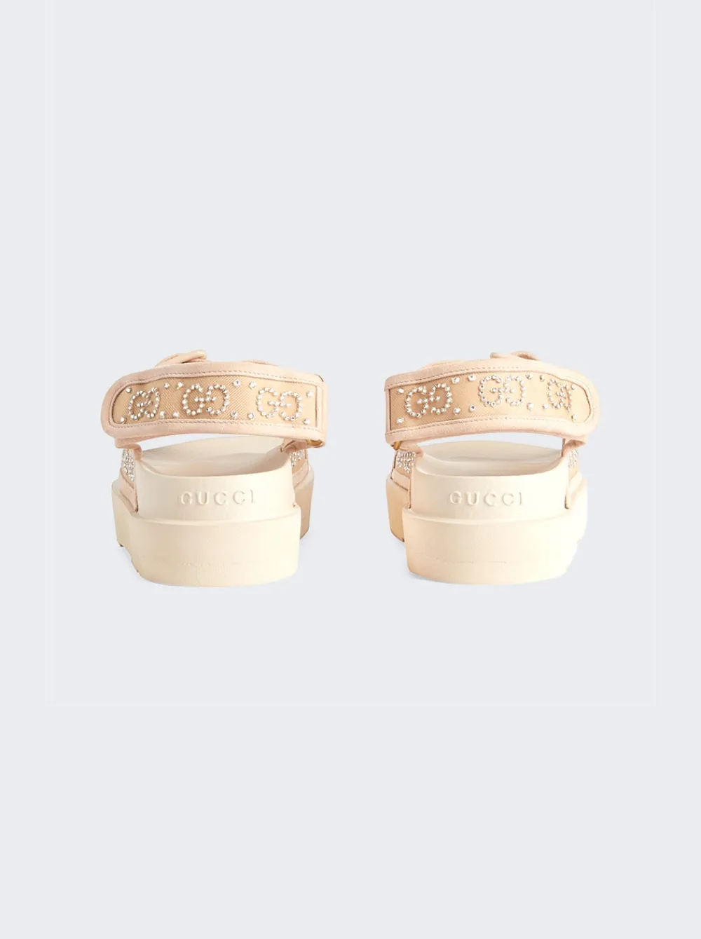 Gucci Gg Sandal With Crystal Logo Light Powder And Skin Rose