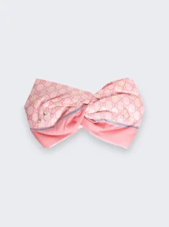 Gucci Gg Silk Headband With Horsebit Pink