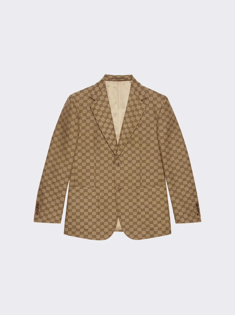 Gucci Gg Supreme Linen Formal Jacket Camel