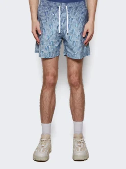Amiri Gradient Repeat Swim Shorts Blue