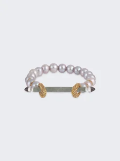 Ananya Grey Pearl And Jadeite Chakra Bracelet 18K White Gold