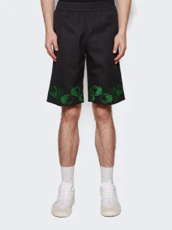VEERT Heart Embroidered Shorts Black