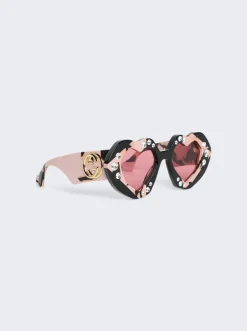 Gucci Heart Shaped Tortoiseshell Sunglasses Black