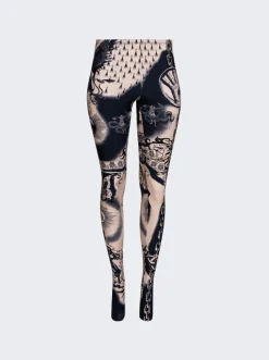 Jean Paul Gaultier Heraldique Legging Nude And Navy