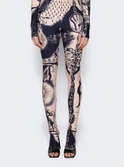 Jean Paul Gaultier Heraldique Legging Nude And Navy
