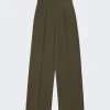 Loewe High Waisted Wool Trousers Dark Moss