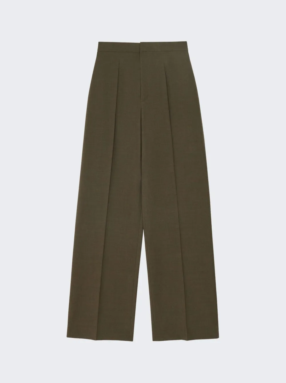 Loewe High Waisted Wool Trousers Dark Moss