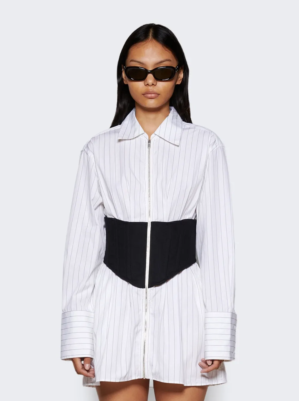 Dion Lee Internal Shirt Corset Dress White And Black