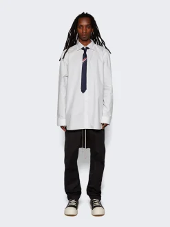 Thom Browne Jacquard Stripe Silk Cotton Tie Navy