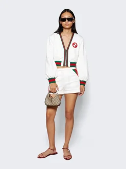 Gucci Jersey Shorts With Web Stripe White