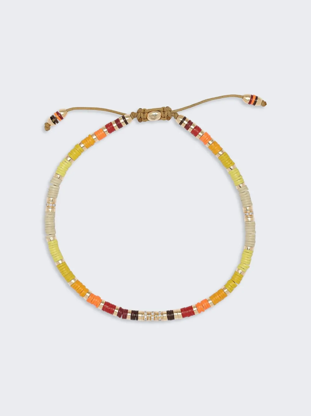 Maor 18K Yellow Gold Mini Rizon Bracelet With Yellow Pattern Beads And White Diamonds