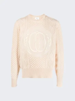 BALLY Knitted Wool Crewneck Sweater Bone