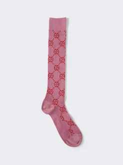 Gucci Lame Gg Socks Pink