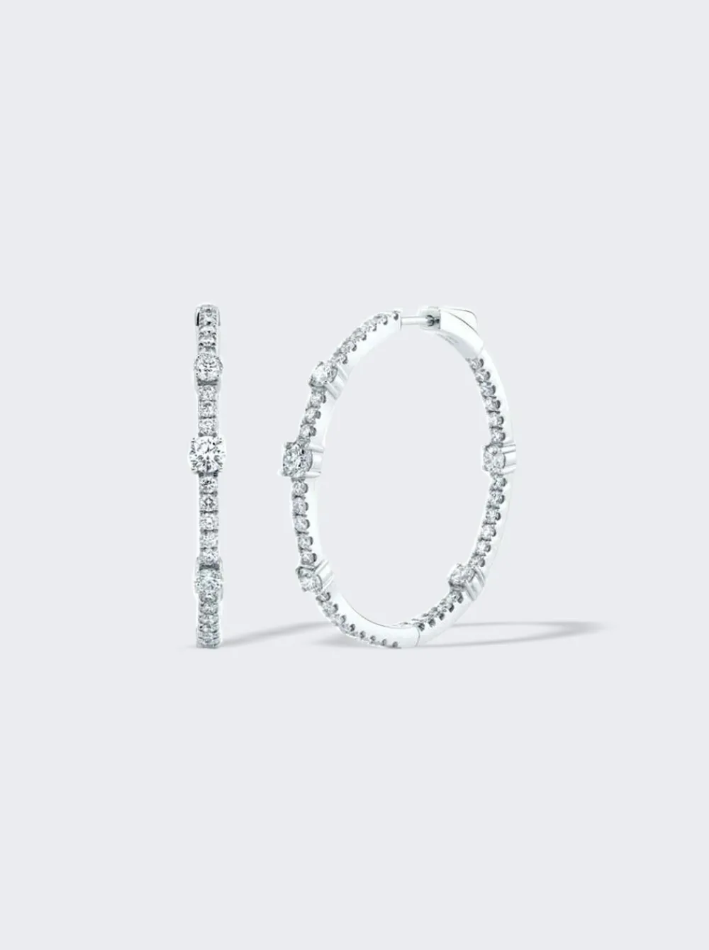 Anita Ko Large Collins Diamond Hoop Earrings 18K White Gold