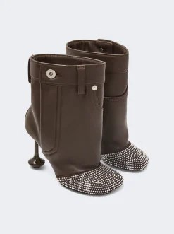Loewe Leather And Crystal Toy Boot Shitake