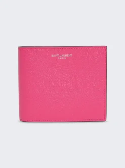 Saint Laurent Leather Billfold Wallet Fuchsia Couture