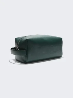 BURBERRY Leather Travel Pouch Dark Viridian Green