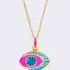 NeverNoT Life In Colour Eye Pendant Necklace Gold And Blue Topaz