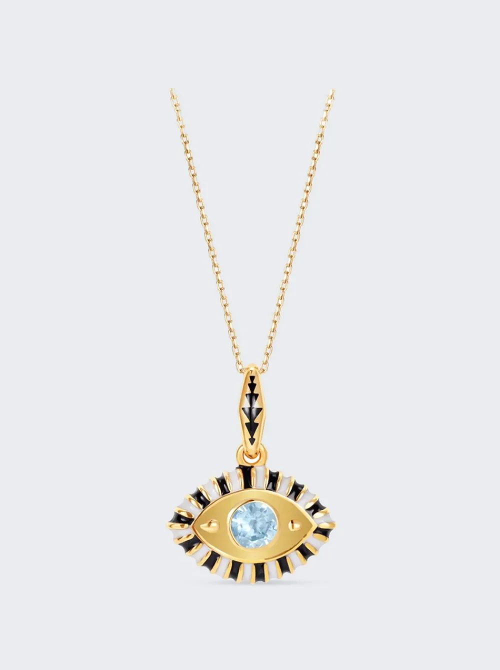 NeverNoT Life In Colour Eye Pendant Necklace Black And White Enamel And Light Blue Topaz