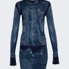 Jean Paul Gaultier L'Oeil Tattoo Short Dress Navy