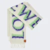 Loewe Scarf In Wool And Mohair White And Green