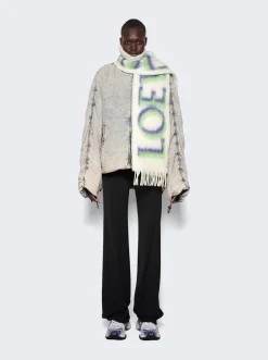 Loewe Scarf In Wool And Mohair White And Green
