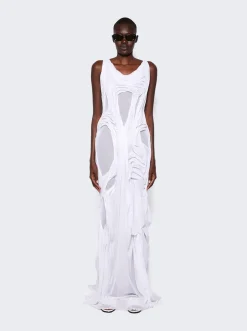 Di Petsa Long Wet Look Dress White
