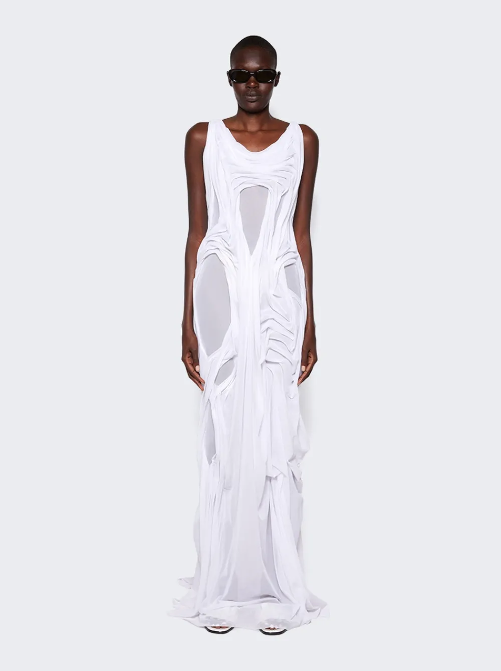 Di Petsa Long Wet Look Dress White