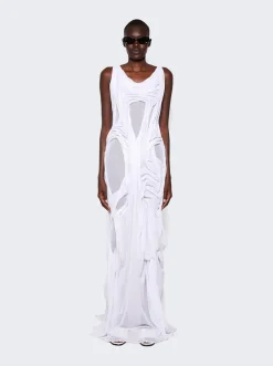 Di Petsa Long Wet Look Dress White