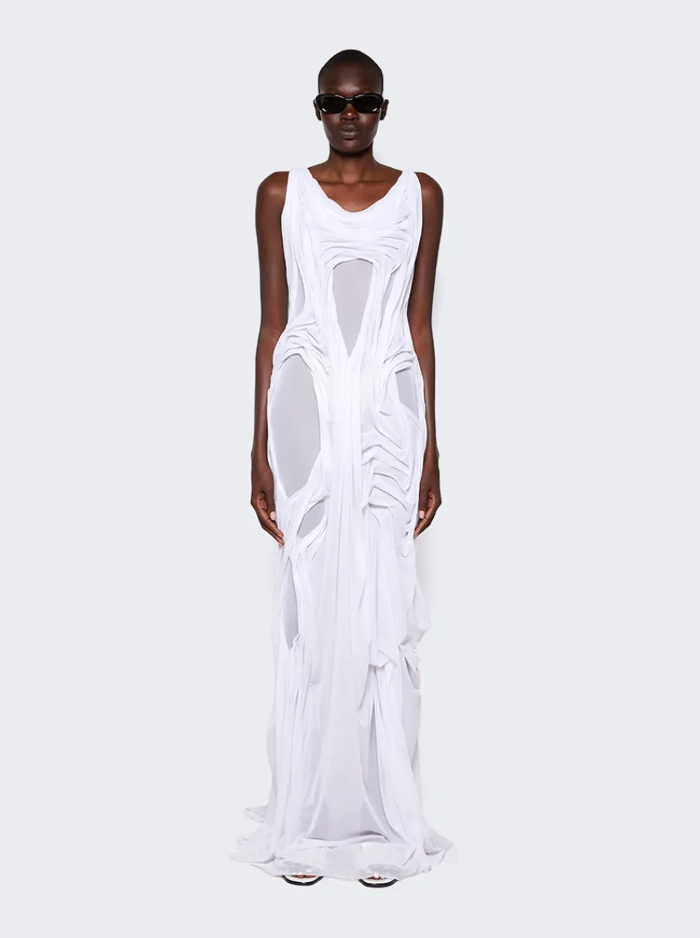 Di Petsa Long Wet Look Dress White
