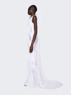 Di Petsa Long Wet Look Dress White