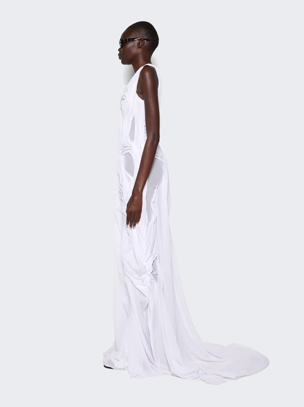 Di Petsa Long Wet Look Dress White