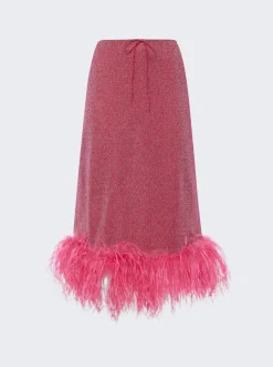 Osu00e9ree Lumiere Plumage Midi Skirt Raspberry