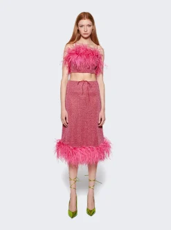 Osu00e9ree Lumiere Plumage Midi Skirt Raspberry