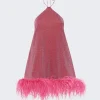 Osu00e9ree Lumiere Plumage Necklace Short Dress Raspberry