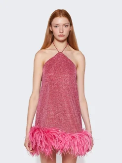 Osu00e9ree Lumiere Plumage Necklace Short Dress Raspberry