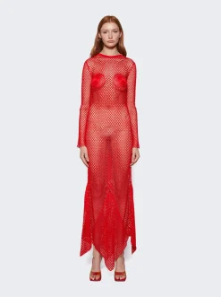 FERRAGAMO Macrame Dress Red