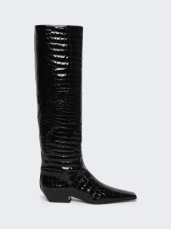 Khaite Marfa Classic Flat Knee High Boots Black
