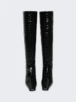 Khaite Marfa Classic Flat Knee High Boots Black