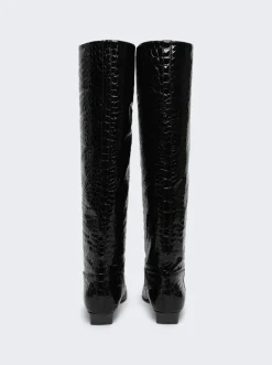 Khaite Marfa Classic Flat Knee High Boots Black