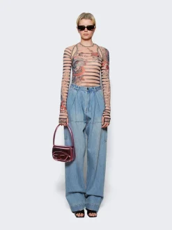 Jean Paul Gaultier Mariniere Tattoo Bodysuit Nude And Blue