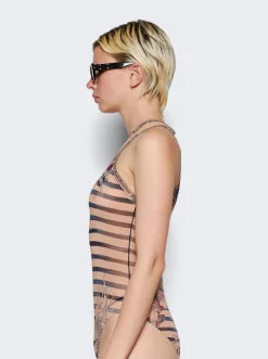 Jean Paul Gaultier Mariniere Tattoo Bodysuit Nude And Blue
