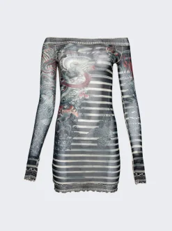Jean Paul Gaultier Mariniere Tattoo Mini Dress Navy Blue