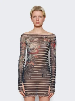 Jean Paul Gaultier Mariniere Tattoo Mini Dress Navy Blue