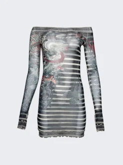 Jean Paul Gaultier Mariniere Tattoo Mini Dress Navy Blue